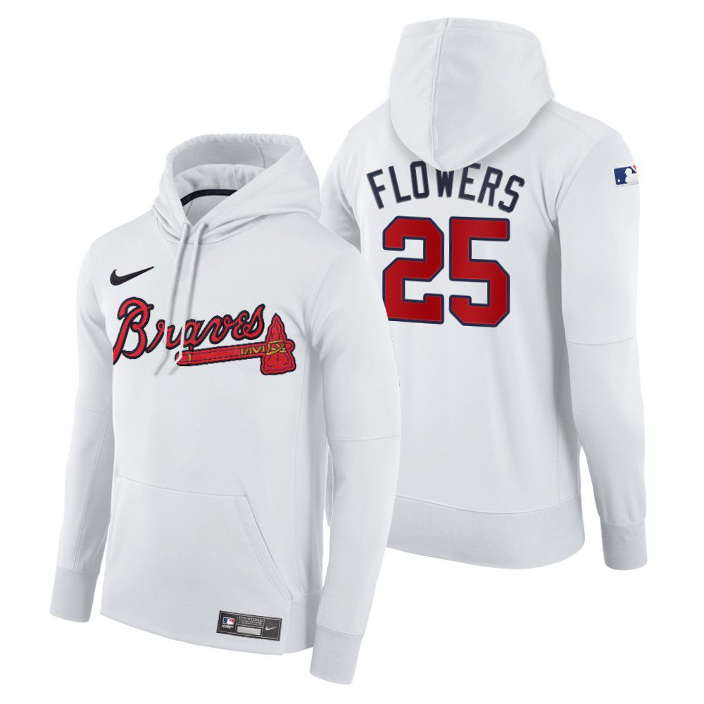 Men Atlanta Braves 25 Flowers white home hoodie 2021 MLB Nike Jerseys